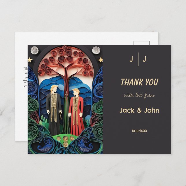  Gay Wedding Thank You  Postcard (Front/Back)