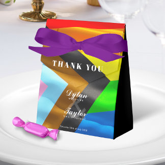 Gay Wedding Thank You Pride Flag Typography Favour Box