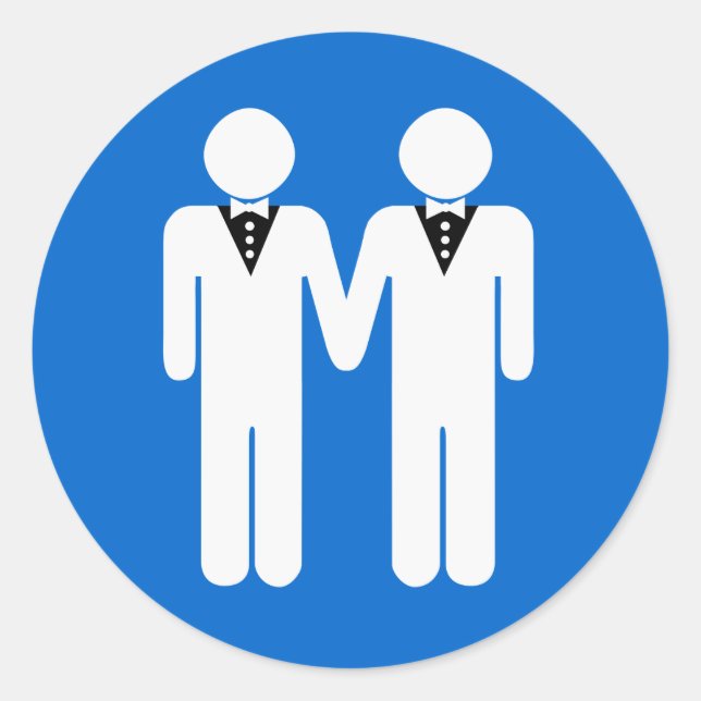 GAY WEDDING TOPPER CLASSIC ROUND STICKER (Front)