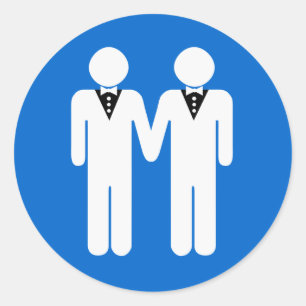 GAY WEDDING TOPPER CLASSIC ROUND STICKER