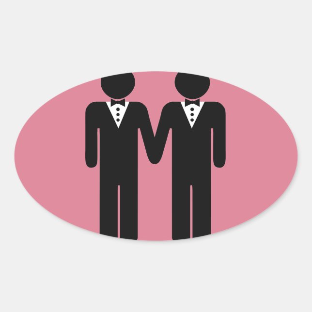 GAY WEDDING TOPPER MEN -.png Oval Sticker (Front)