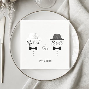 Gay Wedding Vintage Elegant Black and White Napkin