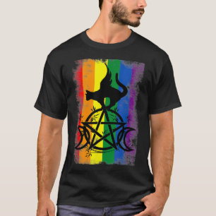 Gay Witch Pride Flag Triple Moon Pentacle Wicca Pa T-Shirt