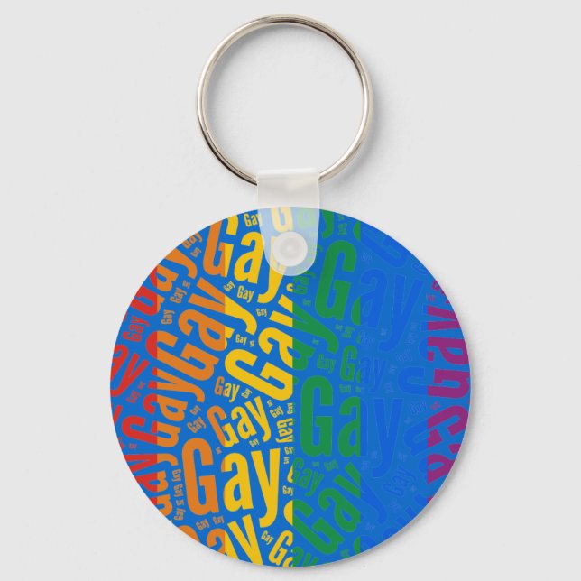 GAY WORD PATTERN COLOR -.png Key Ring (Front)