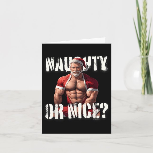 Gay Xmas Muscle Daddy Bear Nice Santa Pride Lgbtq  Card (Front)