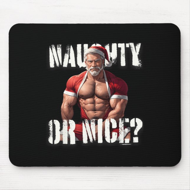 Gay Xmas Muscle Daddy Bear Nice Santa Pride LGBTQ  Mouse Pad (Front)