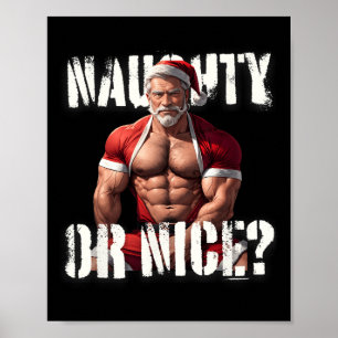 Gay Xmas Muscle Daddy Bear Nice Santa Pride LGBTQ Poster