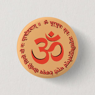 Gayatri Mantra "Om Bhur Bhuva Swah" 3 Cm Round Badge