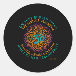 Gayatri Mantra Om Symbol Spiritual Yoga Clothing  Classic Round Sticker