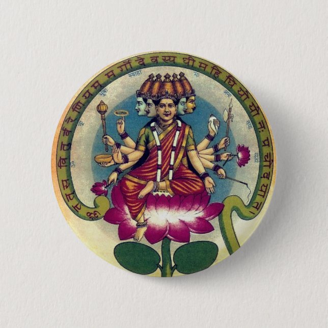  Gayatri Mantra (personification as a goddess) 6 Cm Round Badge (Front)