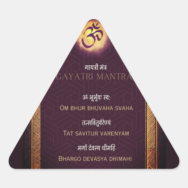 Gayatri Mantra Sanskrit and English Triangle Sticker (Front)