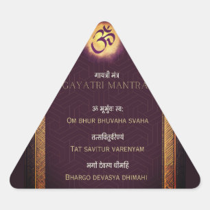 Gayatri Mantra Sanskrit and English Triangle Sticker