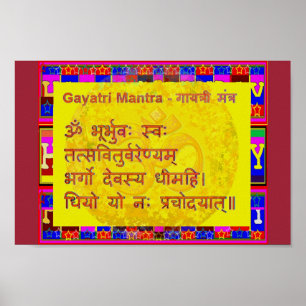 Gayatri Mantra Script Sanskrit Spiritual Chant Poster