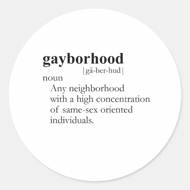 GAYBORHOOD / GAY SLANG T-SHIRT CLASSIC ROUND STICKER (Front)