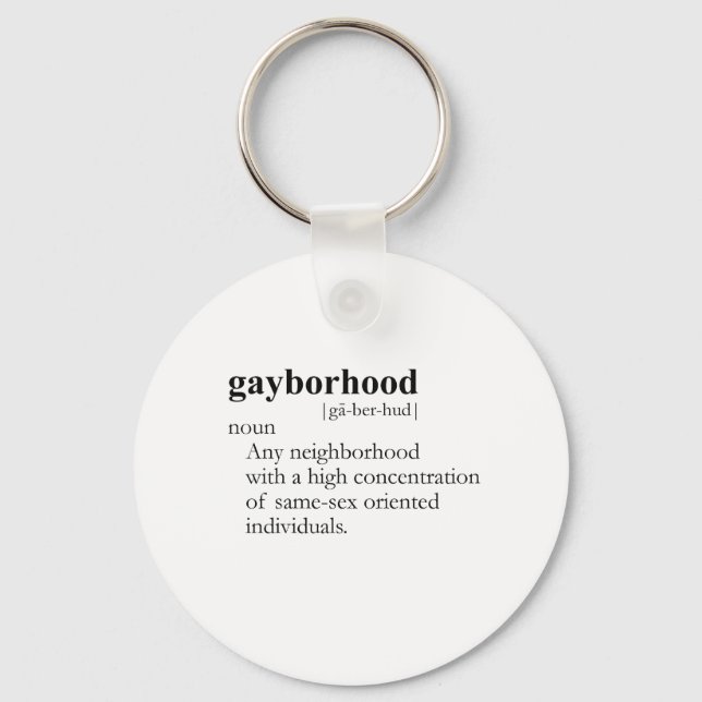 GAYBORHOOD / GAY SLANG T-SHIRT KEY RING (Front)