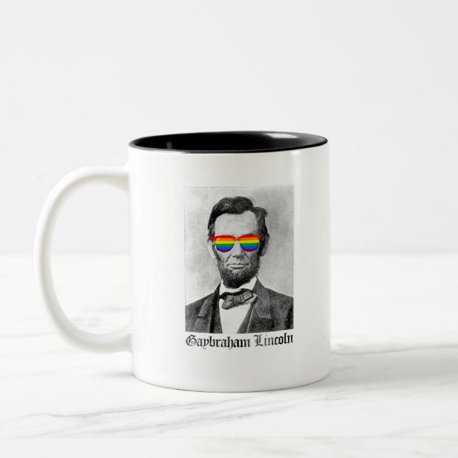 Gaybraham Lincoln Pride Two-Tone Coffee Mug (Left)