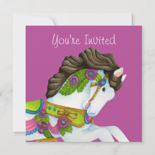 Gayle Carousel Horse Invitation (Front)