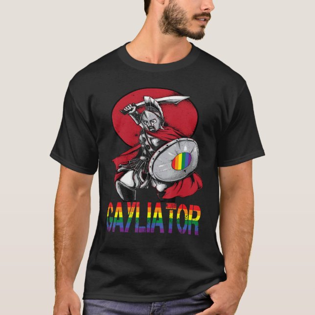 Gayliator, proud gay sword fighter from ancient ti T-Shirt (Front)