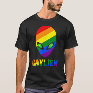 Gaylien Gay Alien Pride LBGT Rainbow UFO Flag Gayl T-Shirt