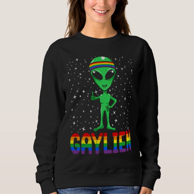 Gaylien Gay Alien Pride Month LGBT homosexual Rain Sweatshirt (Front)