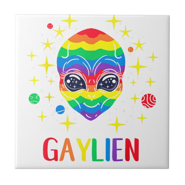 Gaylien Gay Pride  Ceramic Tile (Front)