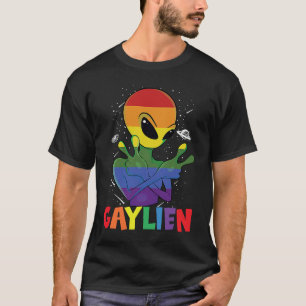 Gaylien LGBT Alien Rainbow Flag Gay Pride T-Shirt