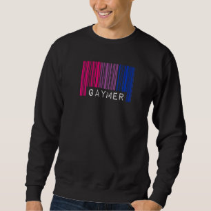 Gaymer Bisexual Pride Flag Barcode Video Games Ner Sweatshirt