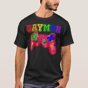 GAYMER Gay Lesbian Video Gamer Rainbow Pride Flag  T-Shirt