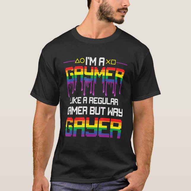 Gaymer Gay Pride Flag LGBT Gamer LGBTQ Gaming T-Shirt (Front)