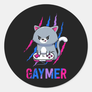 Gaymer Geek Pride Lgbt Video Game Lovers Gift Cat  Classic Round Sticker