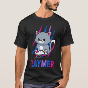 Gaymer Geek Pride Lgbt Video Game Lovers Gift Cat  T-Shirt