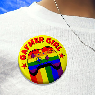 Gaymer Girl For Life Gay Gamer Rainbow Flag  6 Cm Round Badge