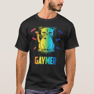 Gaymer Lgbt Cat Pride Month Gay Lesbian Gamer Rain T-Shirt