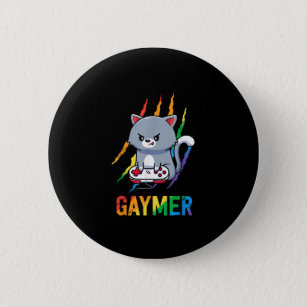Gaymer LGBT Cat Pride Rainbow Video Game Lovers Gi 6 Cm Round Badge