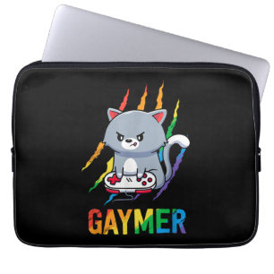 Gaymer LGBT Cat Pride Rainbow Video Game Lovers Gi Laptop Sleeve