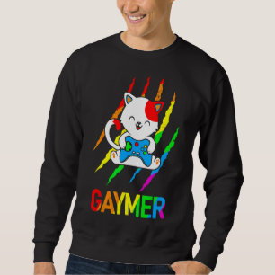 Gaymer Lgbt Cat Pride  Rainbow Video Game Sweatshirt