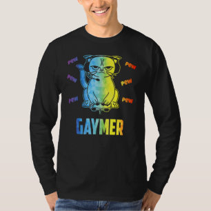 Gaymer Lgbt Cat Pride  Rainbow Video Game T-Shirt