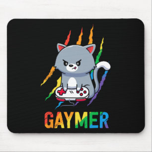 Gaymer Lgbt Cat Pride Shirt Rainbow Video Game Lov Mouse Pad