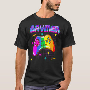 Gaymer Lgbt Pride Gay 80s Gamer Rainbow Controller T-Shirt