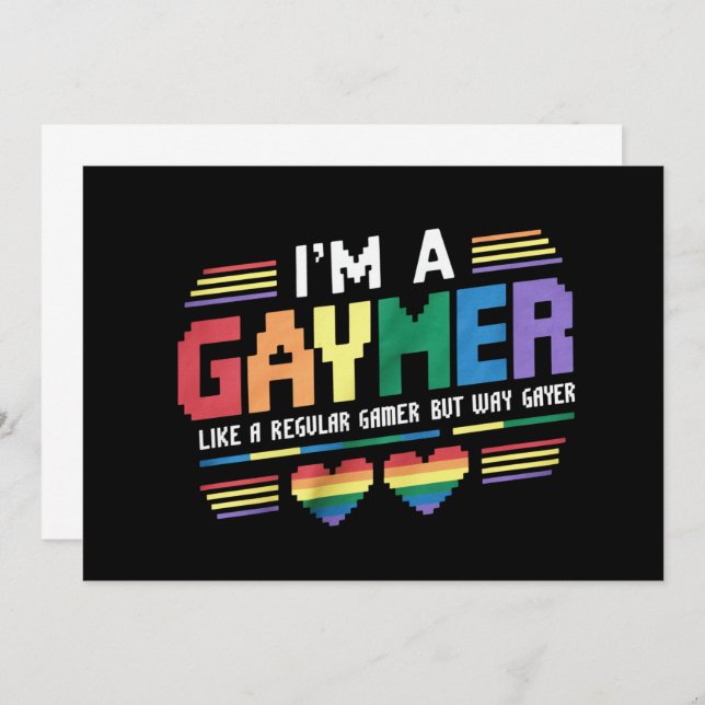 Gaymer Like A Regular Gamer But Way Gayer Gamer Invitation (Front/Back)