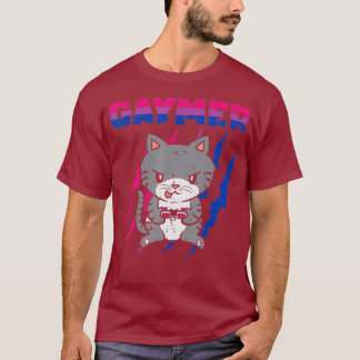Gaymer Purride Cat Video Game Gamer LGBTQ Flag T-Shirt