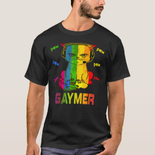 Gaymer Purride Cat Video Game Gamer Lgbtq Rainbow  T-Shirt