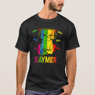 Gaymer Purride Cat Video Game Gamer Lgbtq Rainbow  T-Shirt