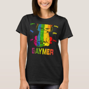 Gaymer Purride Cat Video Game Gamer Lgbtq Rainbow T-Shirt