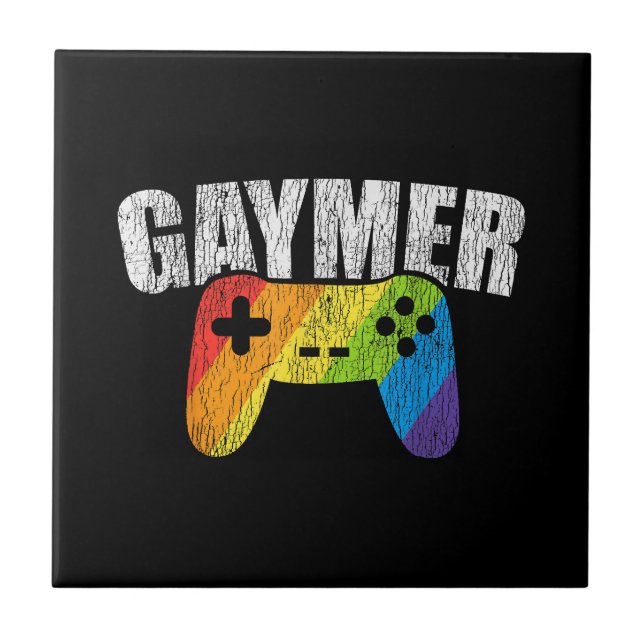 Gaymer Rainbow Flag Gaming Lesbian Gay Bisexual LG Ceramic Tile (Front)