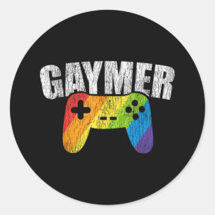 Gaymer Rainbow Flag Gaming Lesbian Gay Bisexual LG Classic Round Sticker