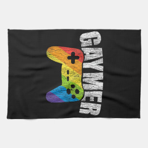 Gaymer Rainbow Flag Gaming Lesbian Gay Bisexual LG Tea Towel