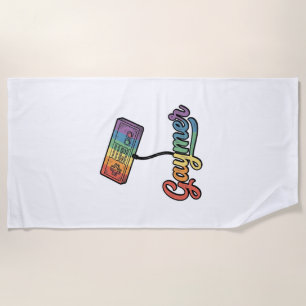 Gaymer Rainbow Gamer Vector Shirt Design_1 Beach Towel