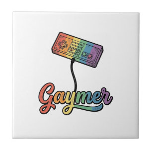 Gaymer Rainbow Gamer Vector Shirt Design_1 Ceramic Tile