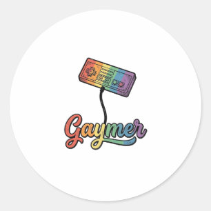 Gaymer Rainbow Gamer Vector Shirt Design_1 Classic Round Sticker